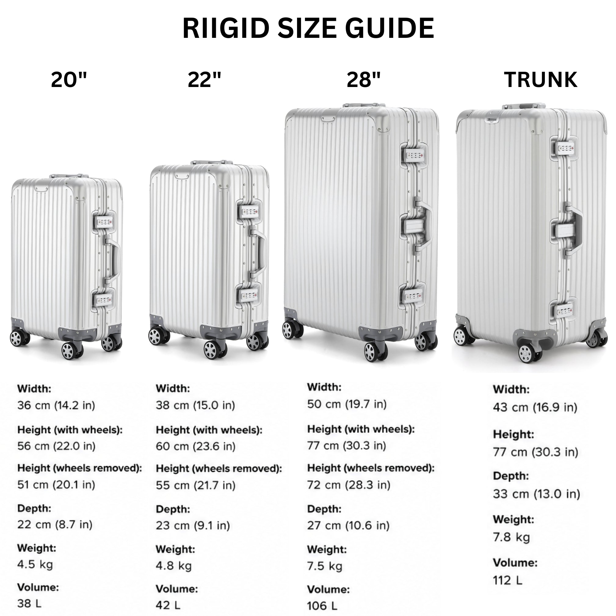 RIIGID V2 THICKER ALUMINIUM & REMOVEABLE WHEELS